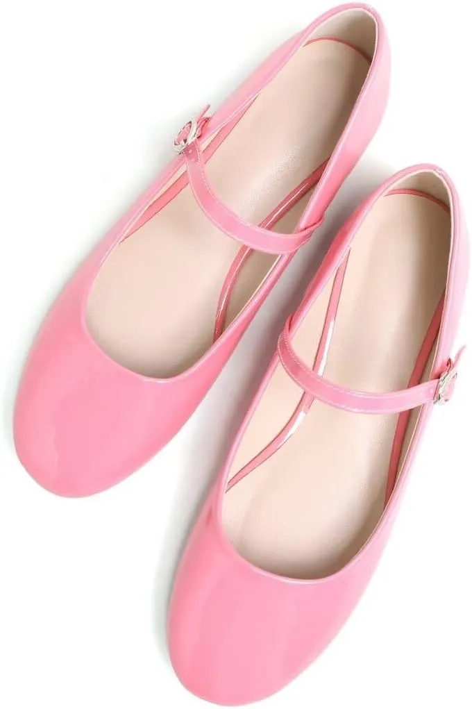 TN TANGNEST Women's Mary Jane Flats Fashion Square Toe Slip On Buckle Flats Soft Comfortable Casual Flat Shoes
