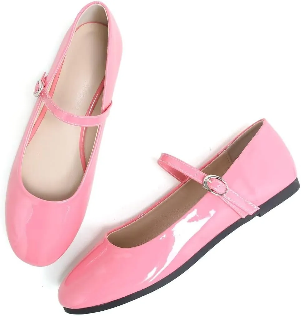 TN TANGNEST Women's Mary Jane Flats Fashion Square Toe Slip On Buckle Flats Soft Comfortable Casual Flat Shoes