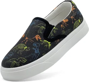Toddler Shoes for Girls Boys Slip On Canvas Sneakers Lightweight Breathable Cartoon Low Top Kids Casual Walking Shoes
