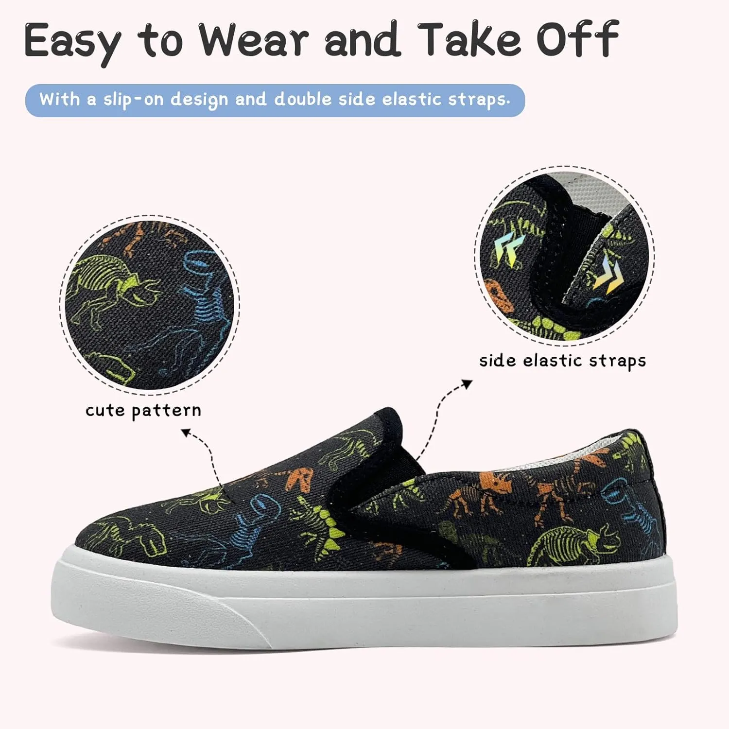 Toddler Shoes for Girls Boys Slip On Canvas Sneakers Lightweight Breathable Cartoon Low Top Kids Casual Walking Shoes