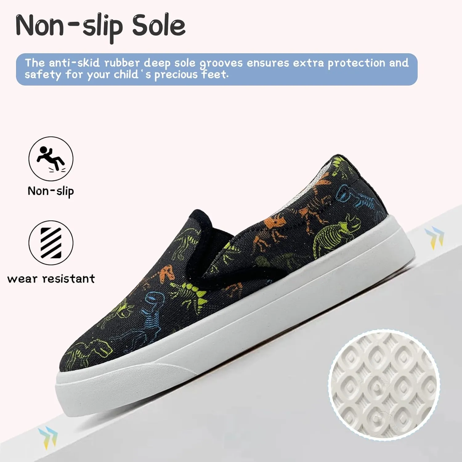 Toddler Shoes for Girls Boys Slip On Canvas Sneakers Lightweight Breathable Cartoon Low Top Kids Casual Walking Shoes