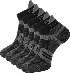 Toes&Feet Men's Anti Odor Quick Dry Cushioned Low Cut Compression (20-30mmHg) Running Socks