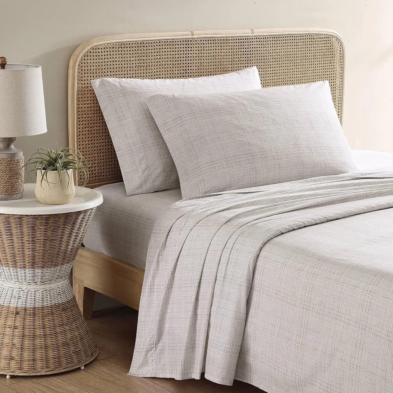 Tommy Bahama - King Sheets, Washed Percale Cotton Bedding Set, Soft & Breathable Bedroom Decor with Deep Pockets (Raffia Linen Beige, King)