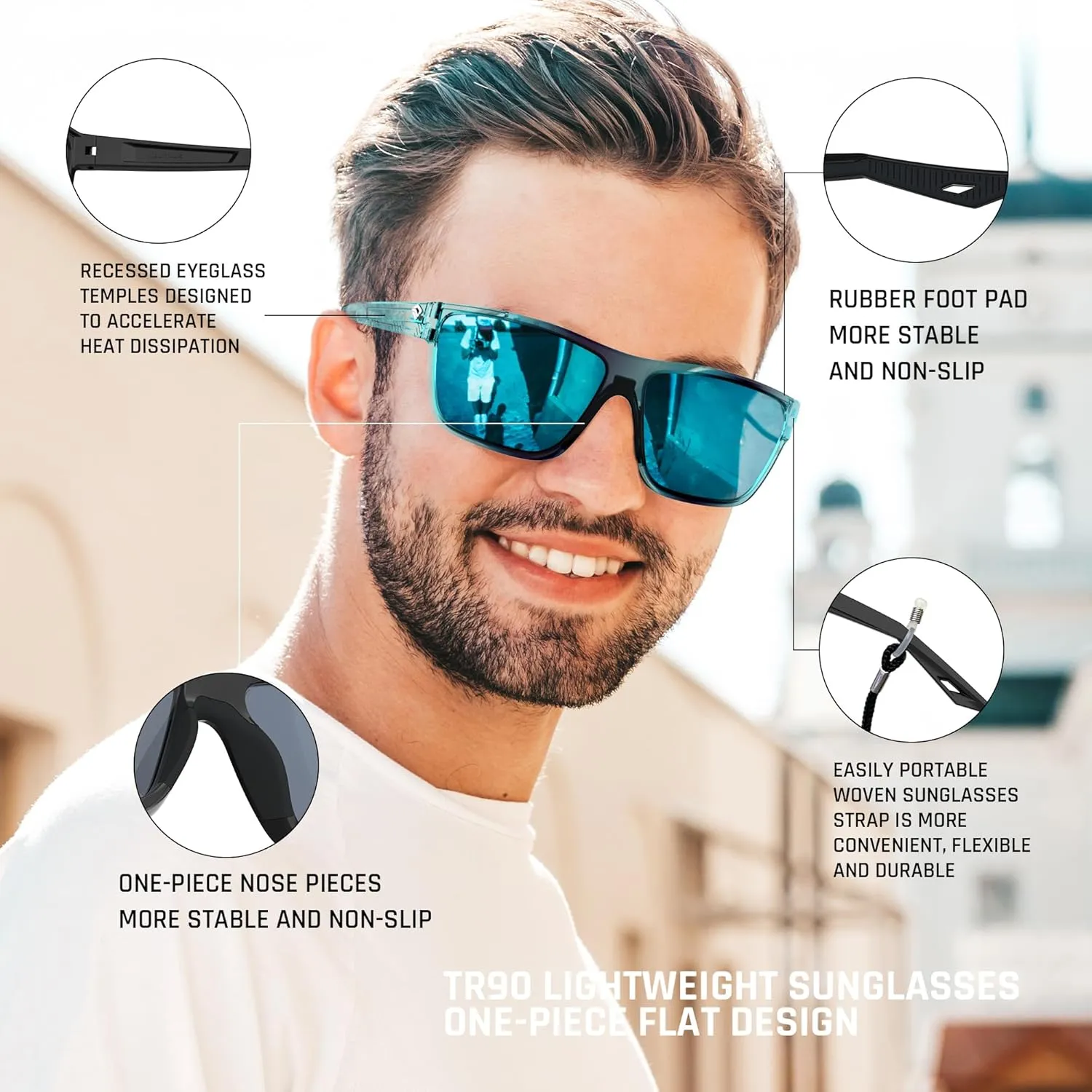 TOREGE Mens Women Sunglasses Polarized Sports UV Protection Wraparound Lightweight Sunglasses for Fishing Golfing NAUTILUS
