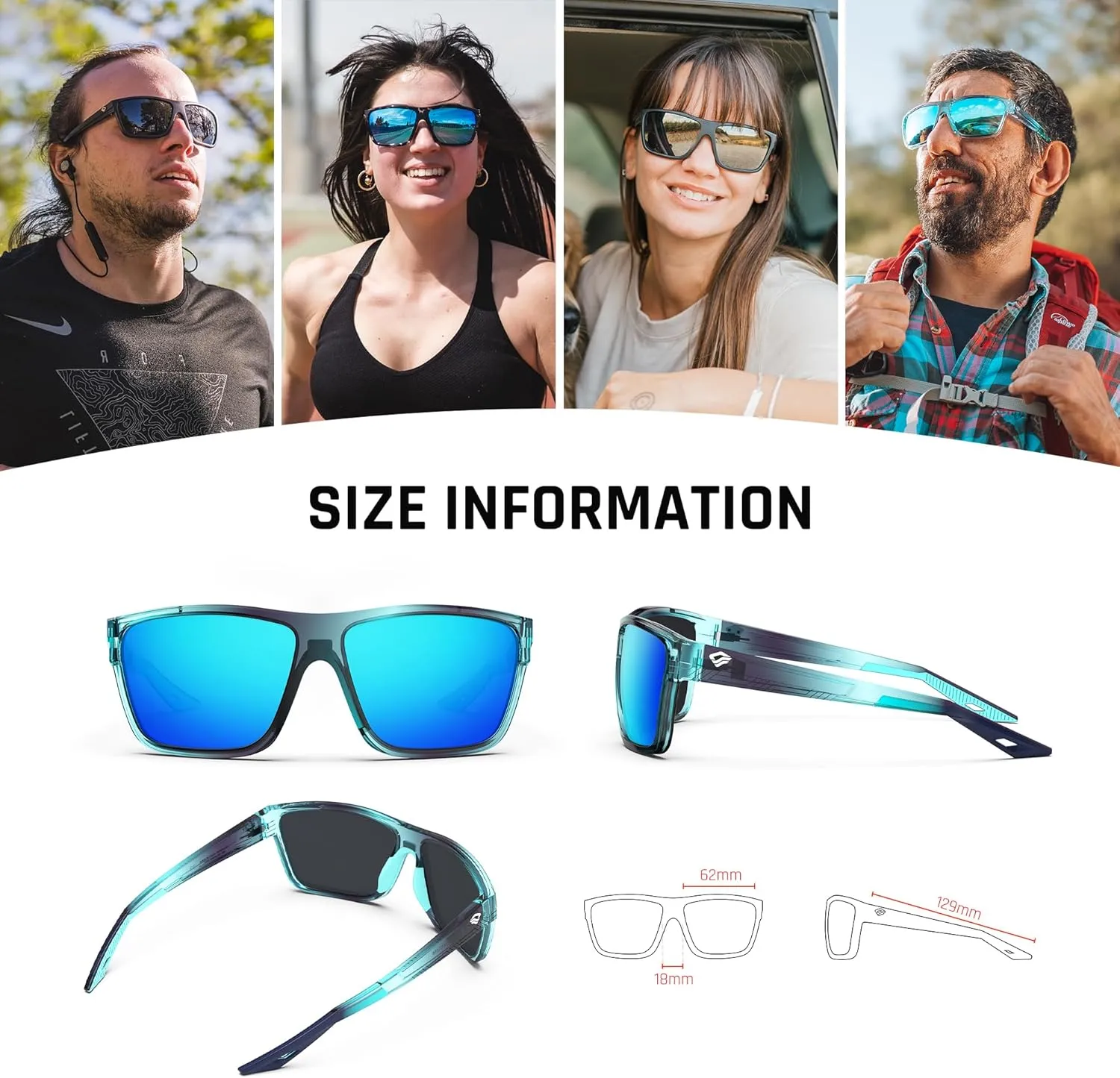 TOREGE Mens Women Sunglasses Polarized Sports UV Protection Wraparound Lightweight Sunglasses for Fishing Golfing NAUTILUS