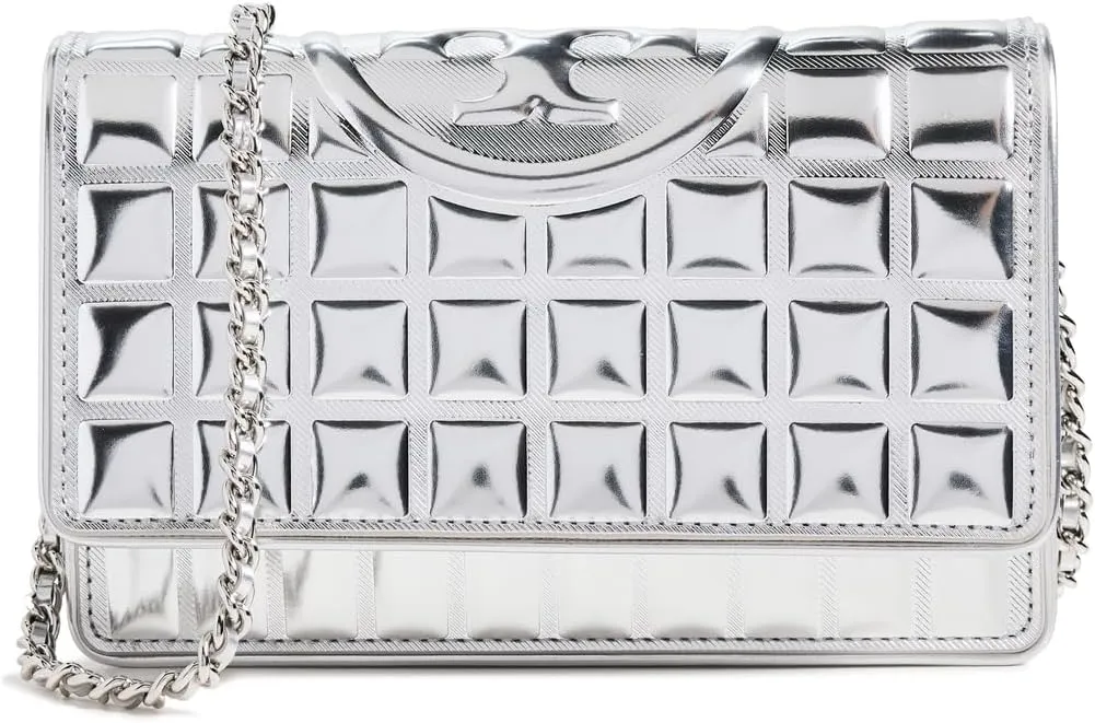 Tory Burch Women's Fleming Soft Metallic Quilt Chain Wallet Bag