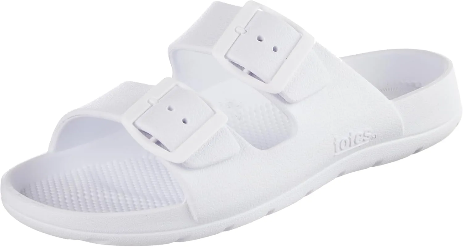 totes Women's Everywear Adjustable Double Buckle Slide Sandal