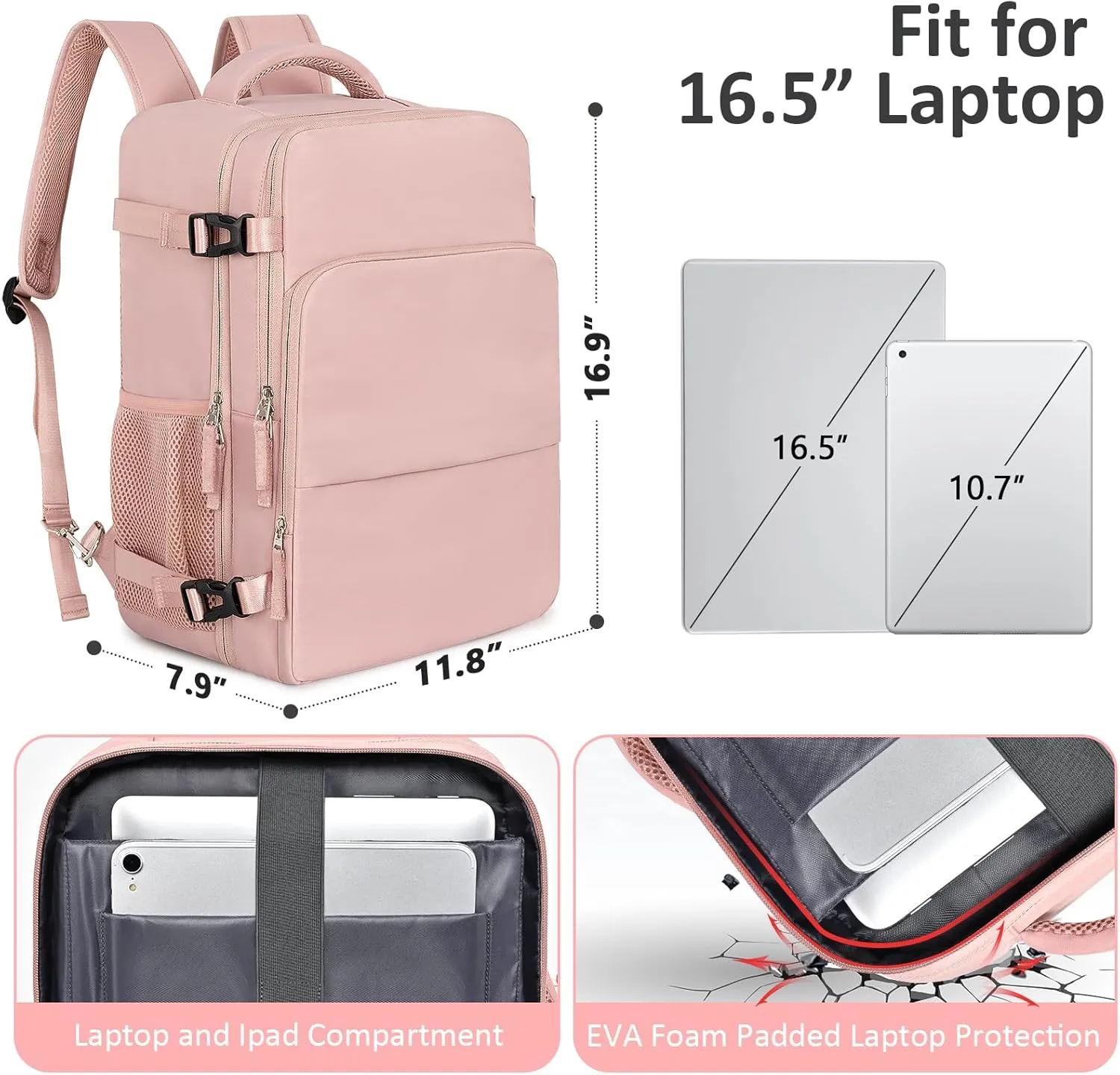 Travel Backpack for Women Men,Travel Laptop Backpack w/USB Charging Port, Waterproof Travel Backpack Carry On Flight Approved,Weekender Business Hiking Bag,Laptop Backpack 15.6 inch