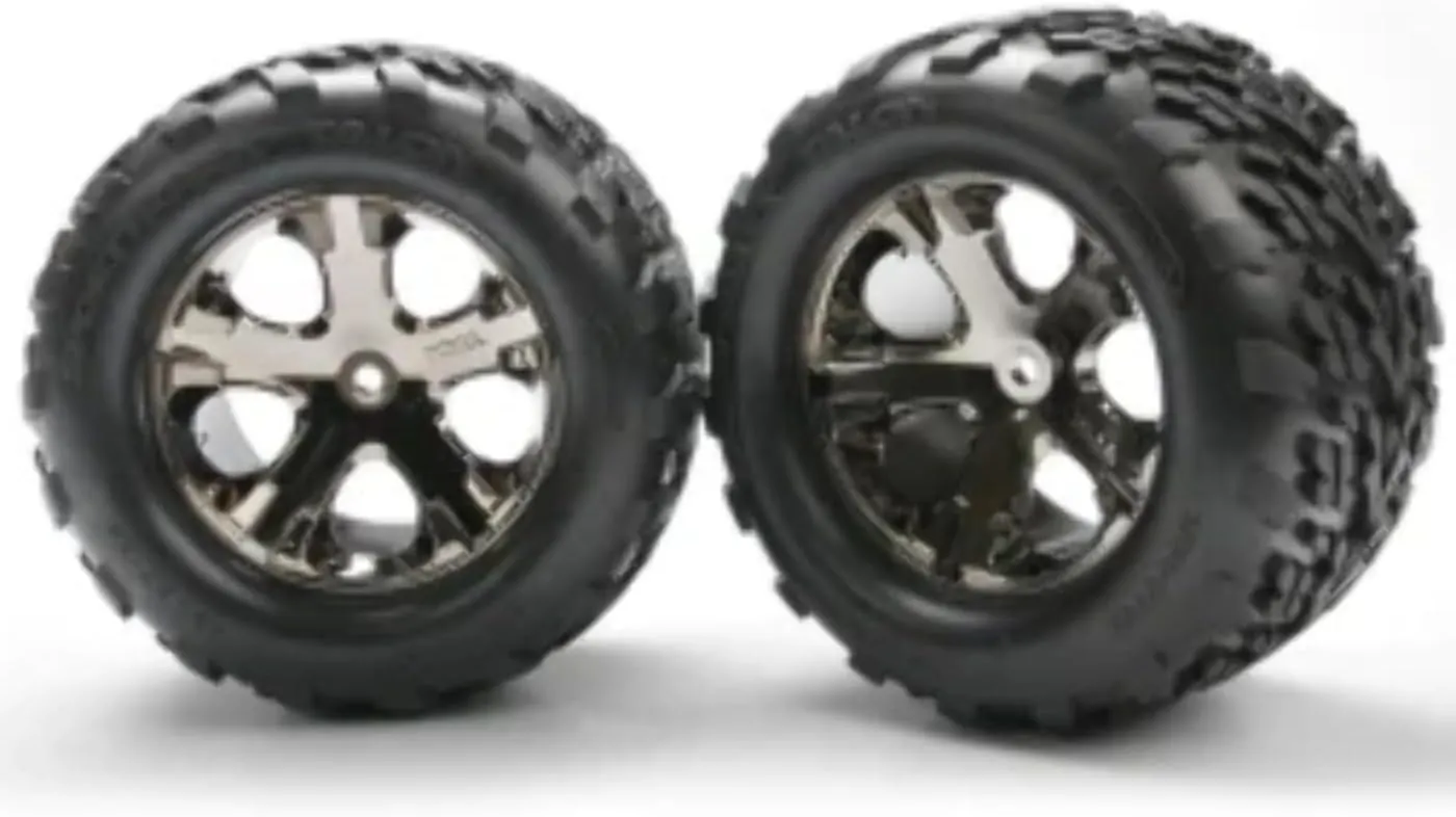 Traxxas 3668A Talon 2.8" Tires Assembled on All-Star Black-Chrome Wheels
