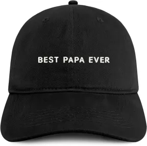 Trendy Apparel Shop Best Papa Ever One Line Embroidered Soft Crown 100% Brushed Cotton Cap
