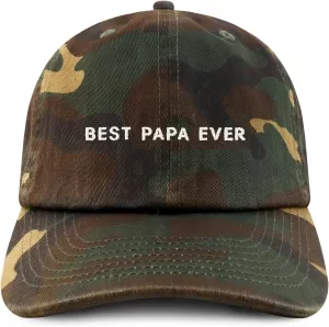Trendy Apparel Shop Best Papa Ever One Line Embroidered Soft Crown 100% Brushed Cotton Cap