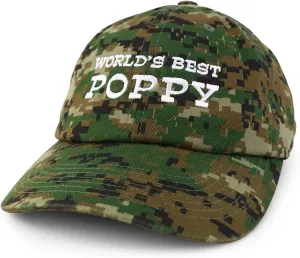 Trendy Apparel Shop World's Best Poppy Embroidered Soft Crown 100% Brushed Cotton Cap