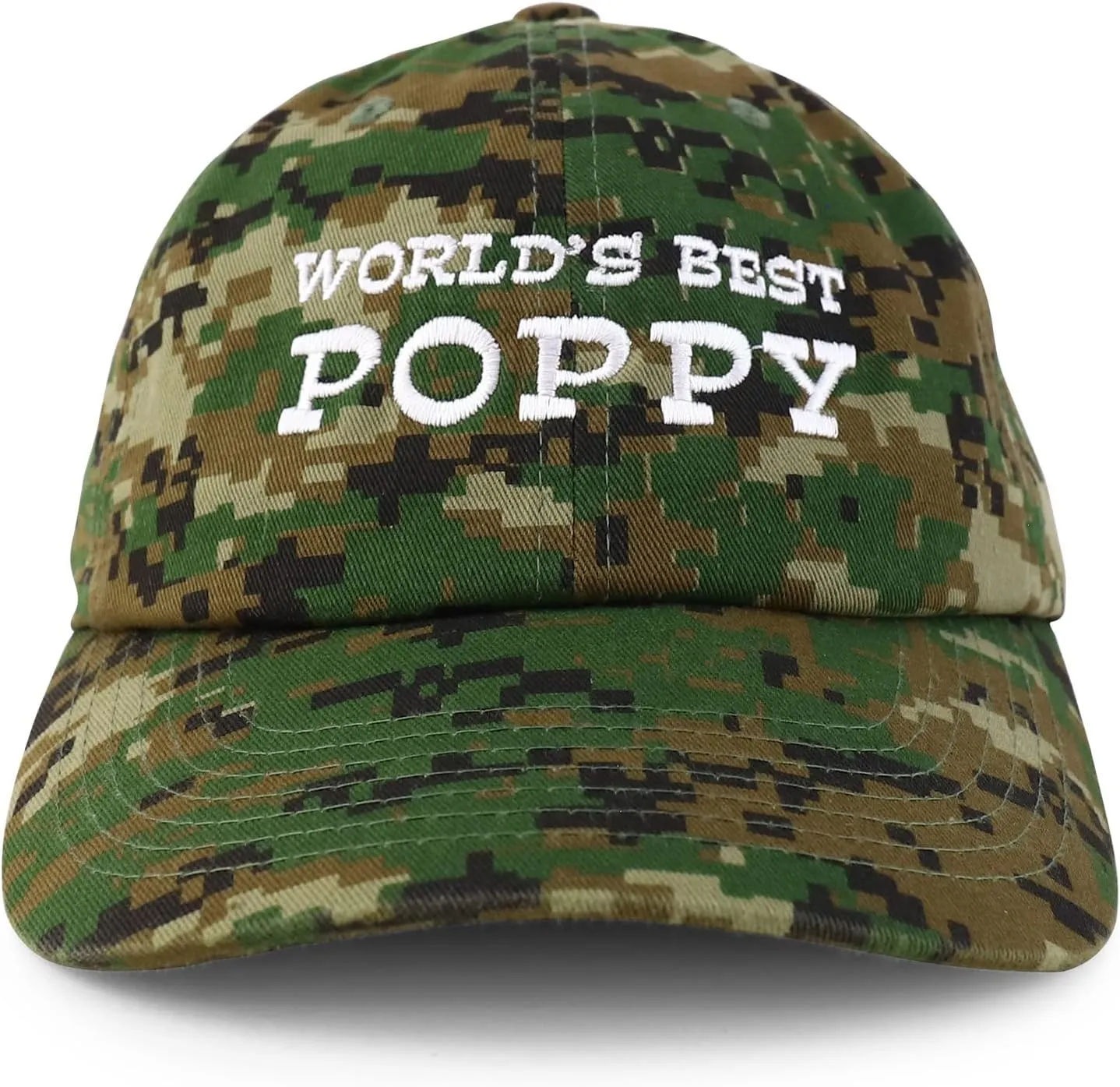Trendy Apparel Shop World's Best Poppy Embroidered Soft Crown 100% Brushed Cotton Cap