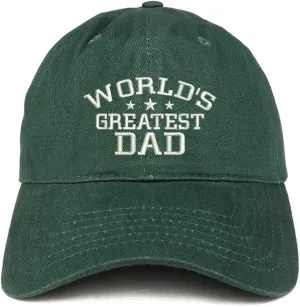 Trendy Apparel Shop World's Greatest Dad Embroidered Soft Crown 100% Brushed Cotton Cap