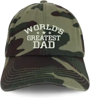 Trendy Apparel Shop World's Greatest Dad Embroidered Soft Crown 100% Brushed Cotton Cap