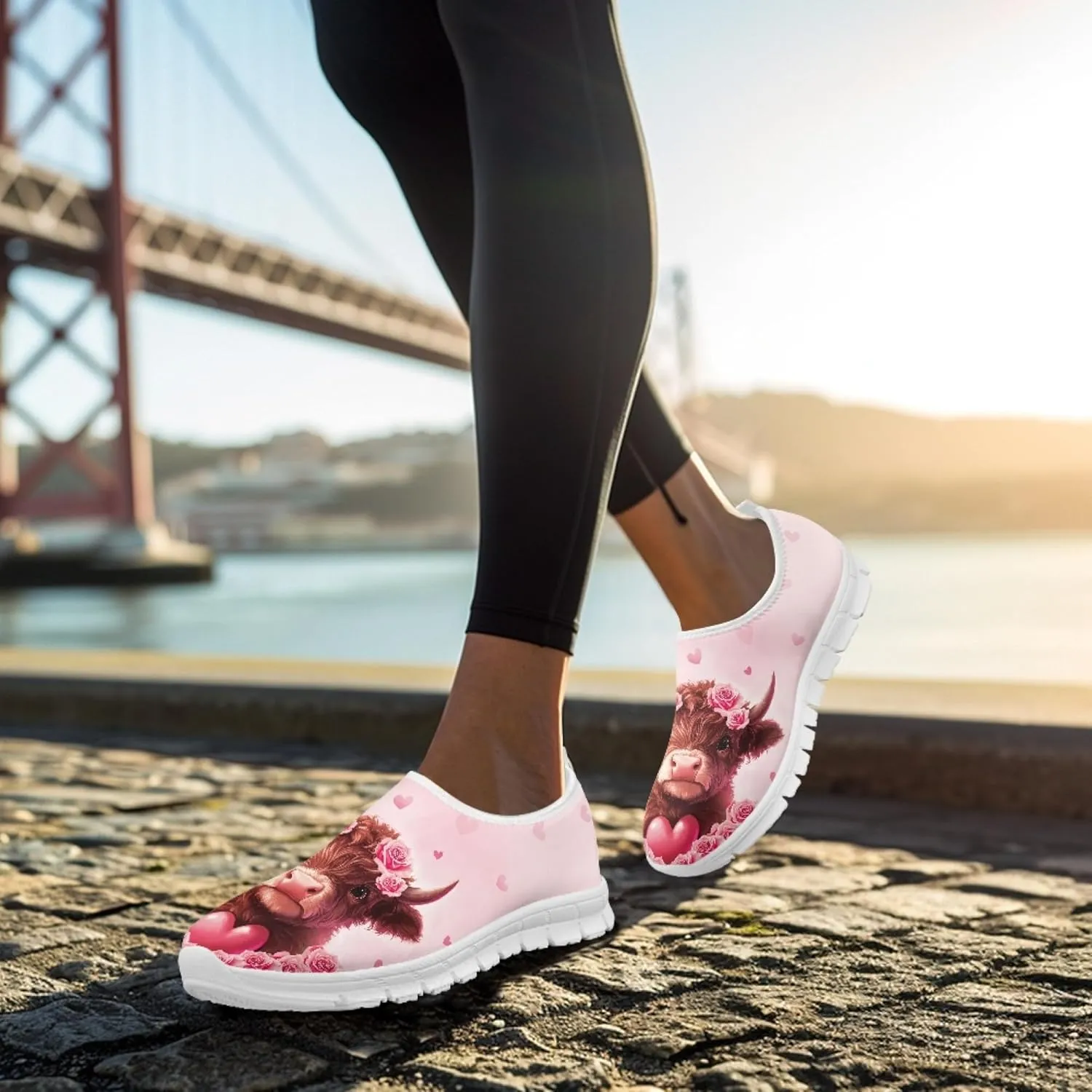 Trendy Print Womens Shoes Slip-on Walking Shoes Sneakers Breathable Mesh Casual Footwear