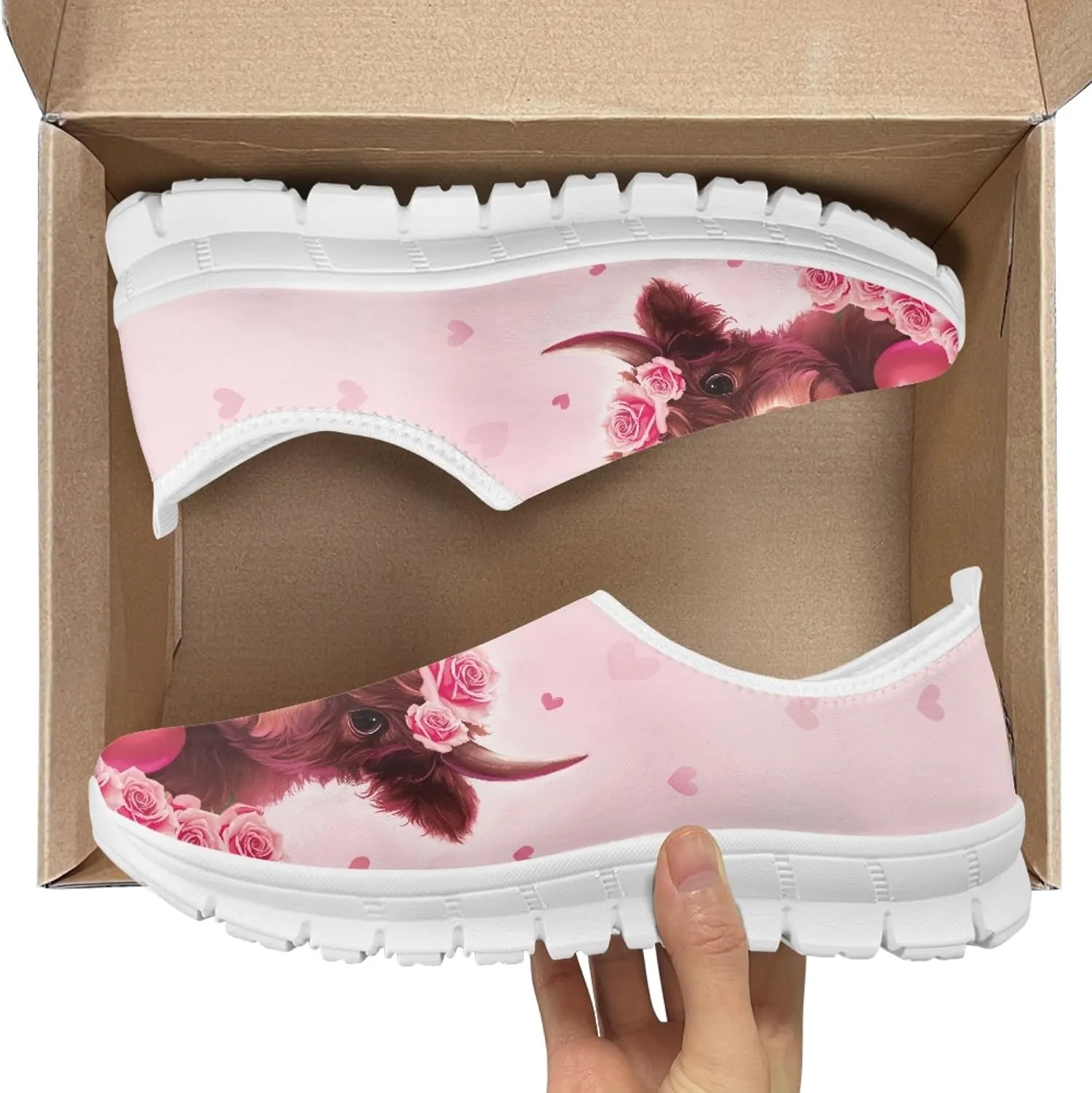 Trendy Print Womens Shoes Slip-on Walking Shoes Sneakers Breathable Mesh Casual Footwear