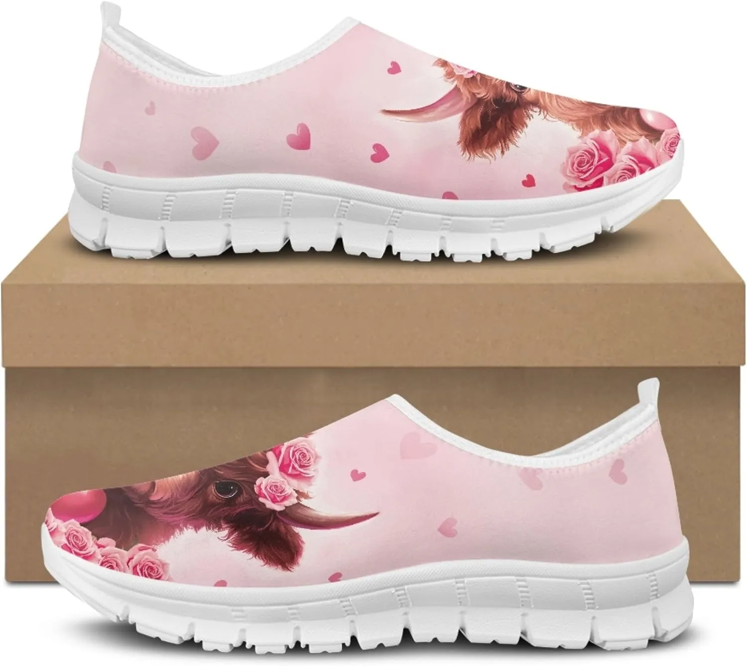 Trendy Print Womens Shoes Slip-on Walking Shoes Sneakers Breathable Mesh Casual Footwear
