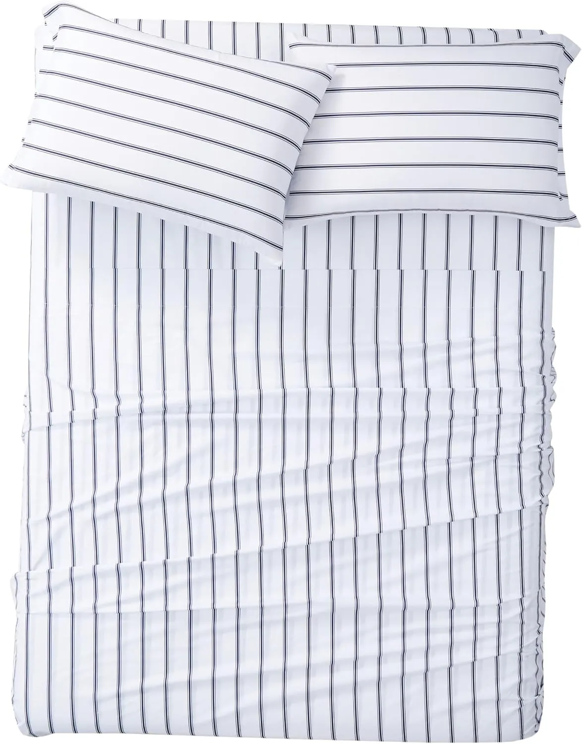 Truly Soft Everyday Truly Soft - Full Microfiber Sheet   Pillowcase Set - Ticking Stripe Collection - White/Navy,Navy/White,SS3864WNFU-4700