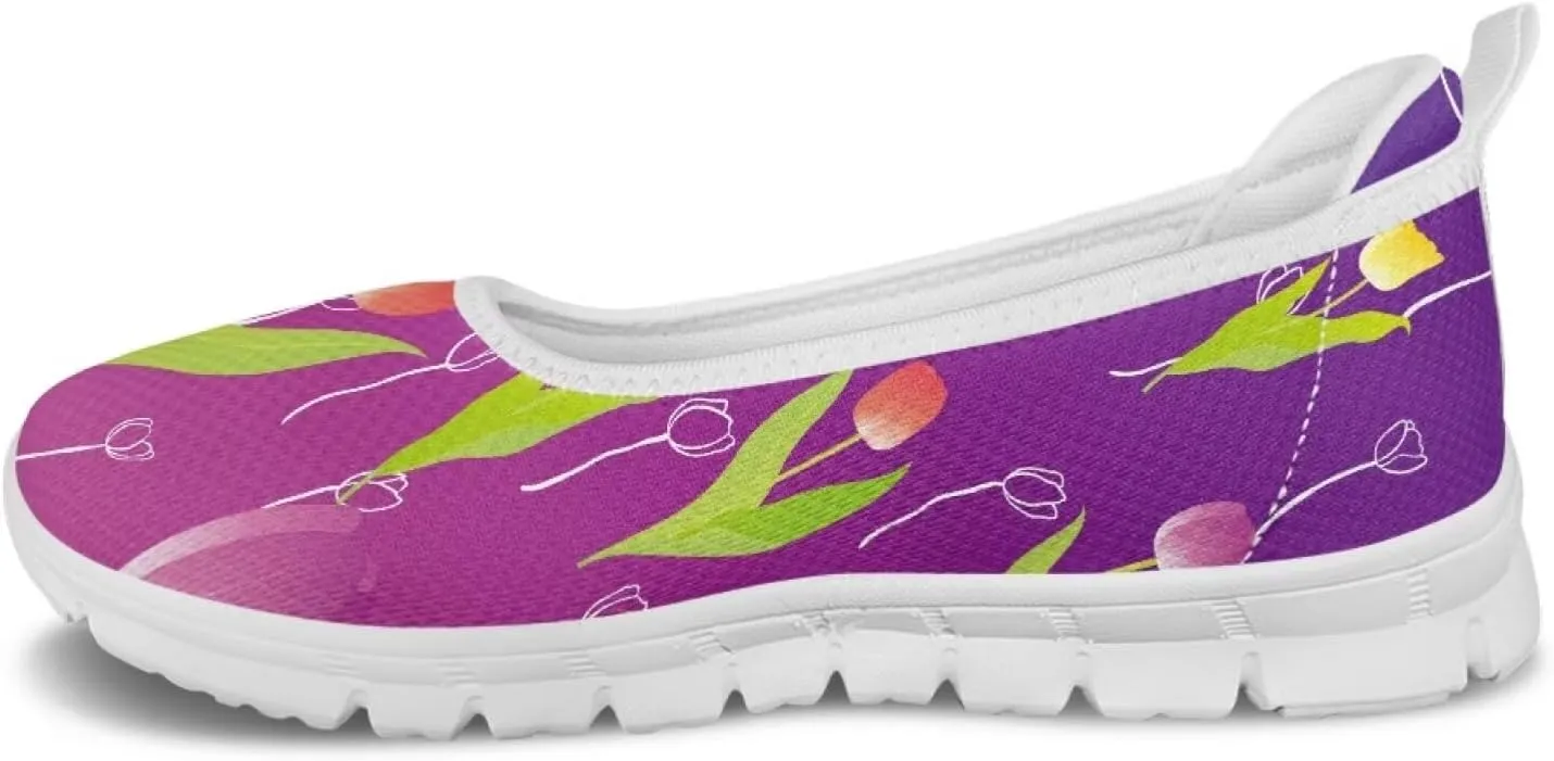 Tulips Slip On Walking Shoes for Women Hands Free Sneakers Lightweight Non Slip Workout Gym Nurse Shoes