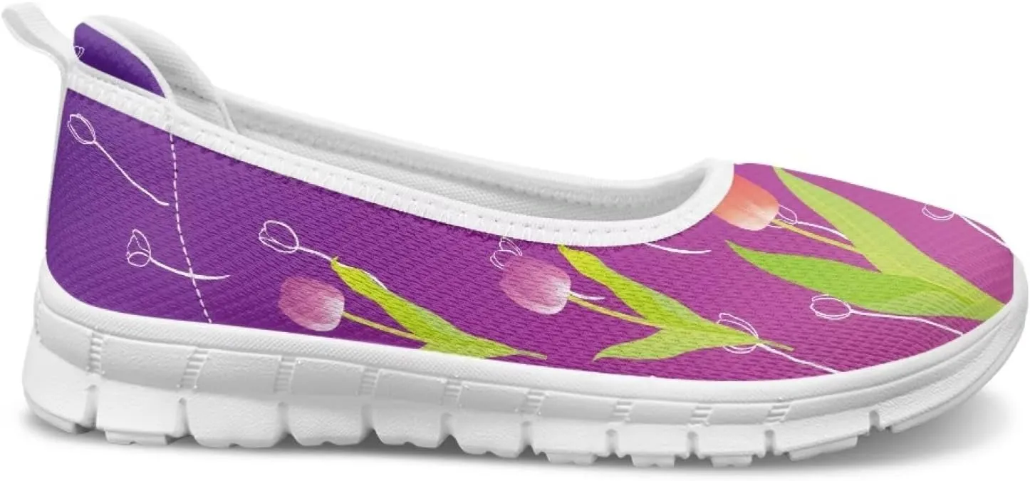 Tulips Slip On Walking Shoes for Women Hands Free Sneakers Lightweight Non Slip Workout Gym Nurse Shoes
