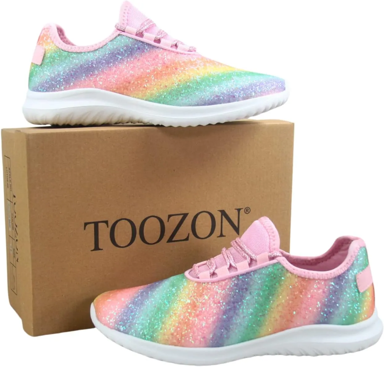 TZ Lotus-08 Women's Comfort Slip On Fashion Color Glitter Walking Runing Flat Heel Sneakers Shoes