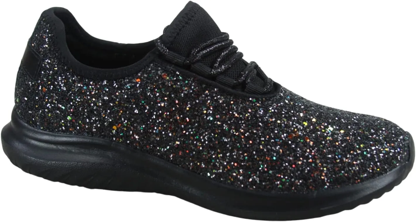 TZ Lotus-08 Women's Comfort Slip On Fashion Color Glitter Walking Runing Flat Heel Sneakers Shoes