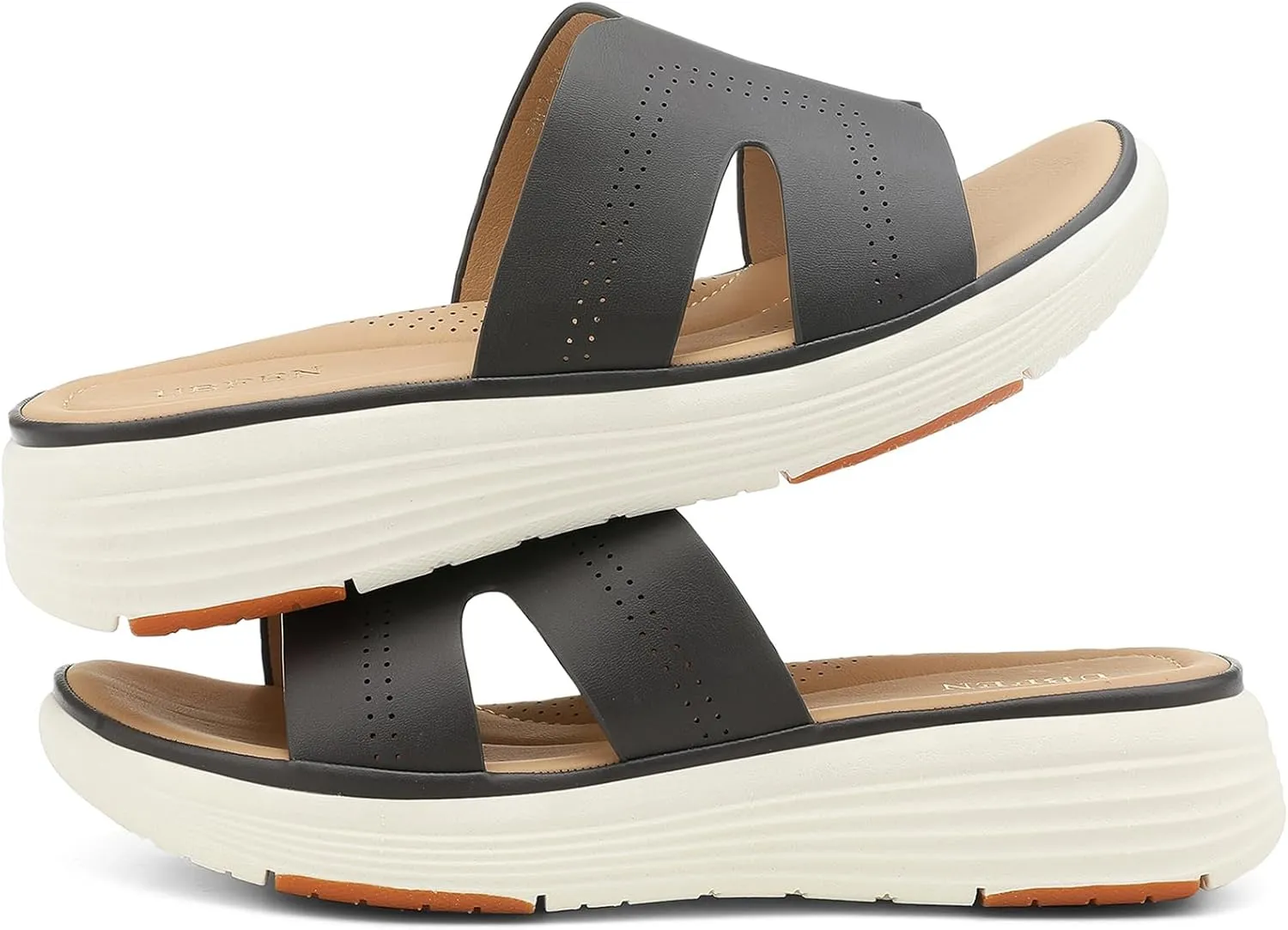 UBFEN Womens Platform Sandals Comfortable Walking Slide Soft Cushioning Footbed Casual Dressy Wedge Sandals