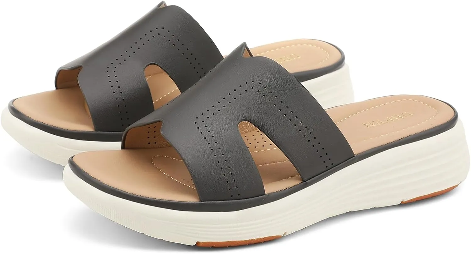 UBFEN Womens Platform Sandals Comfortable Walking Slide Soft Cushioning Footbed Casual Dressy Wedge Sandals