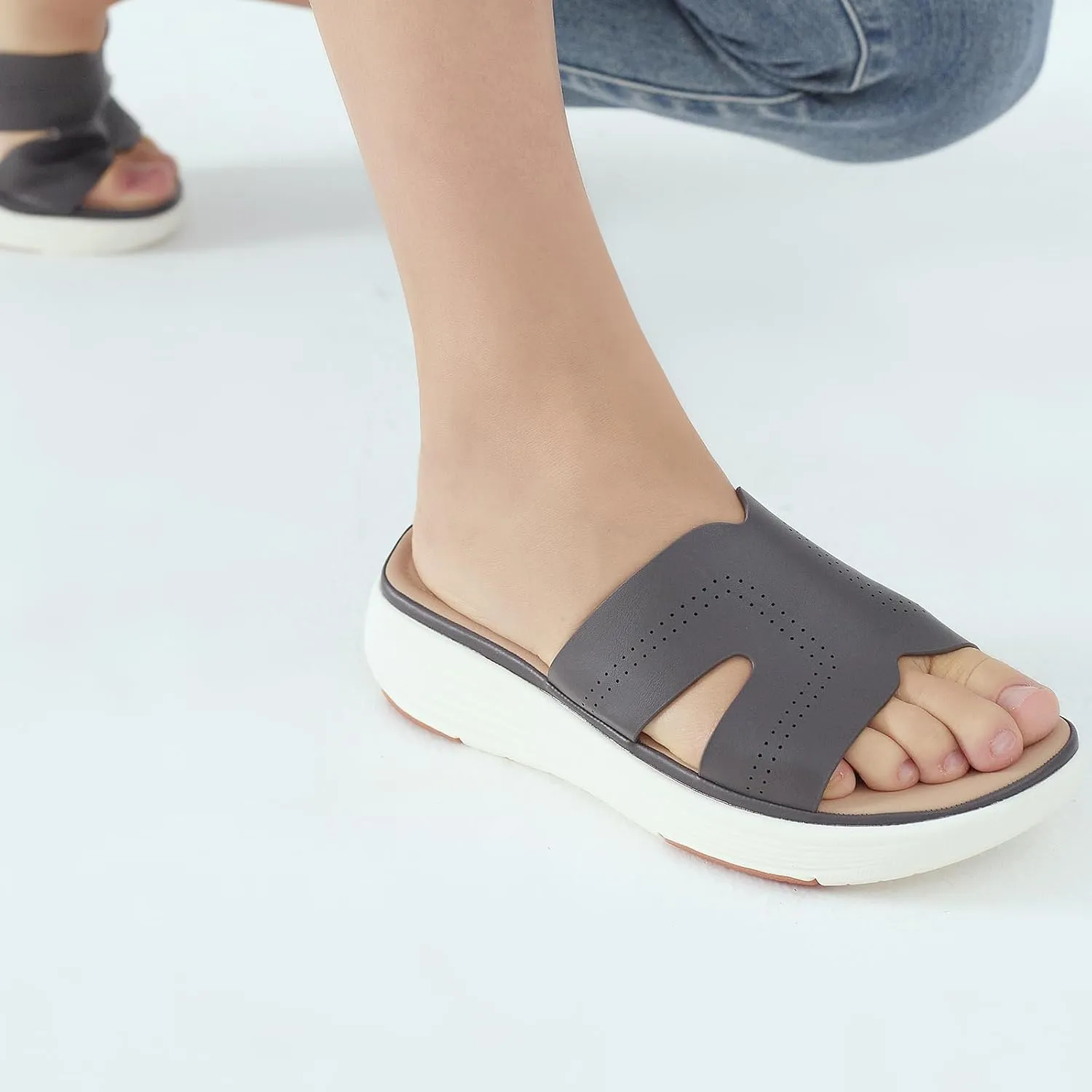 UBFEN Womens Platform Sandals Comfortable Walking Slide Soft Cushioning Footbed Casual Dressy Wedge Sandals