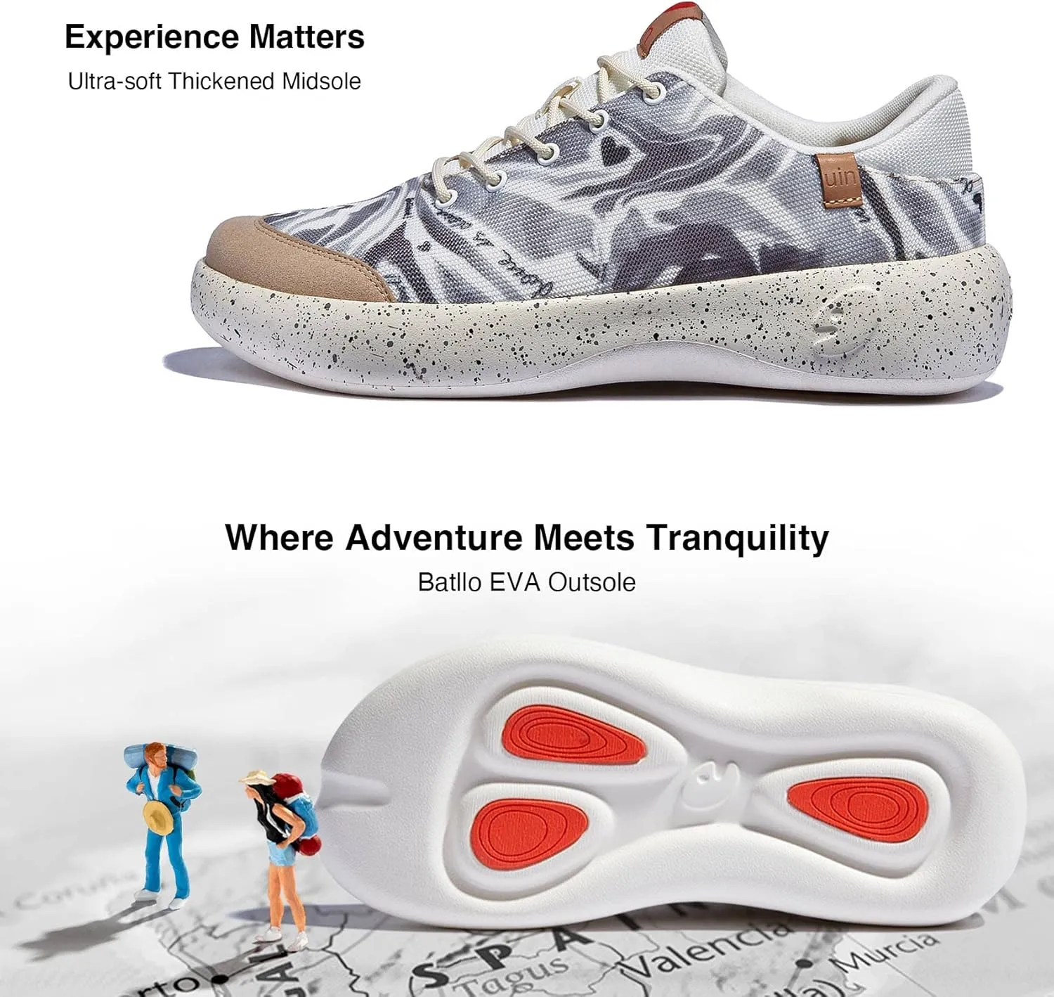 UIN Men's Art Painted Fashion Sneaker Wide Toe Lace-up Lightweight Comfort Walking Travel Shoes Bartello