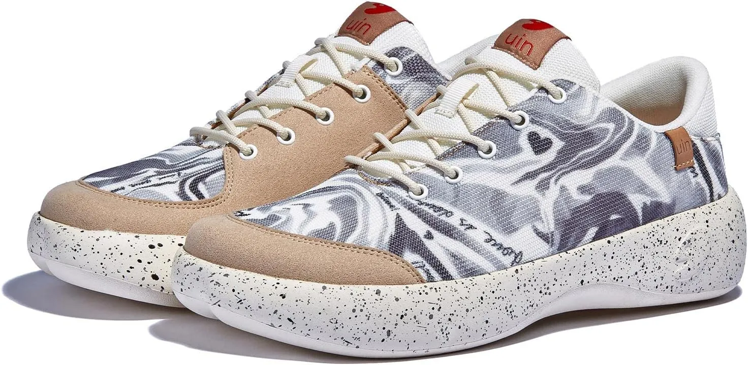 UIN Men's Art Painted Fashion Sneaker Wide Toe Lace-up Lightweight Comfort Walking Travel Shoes Bartello