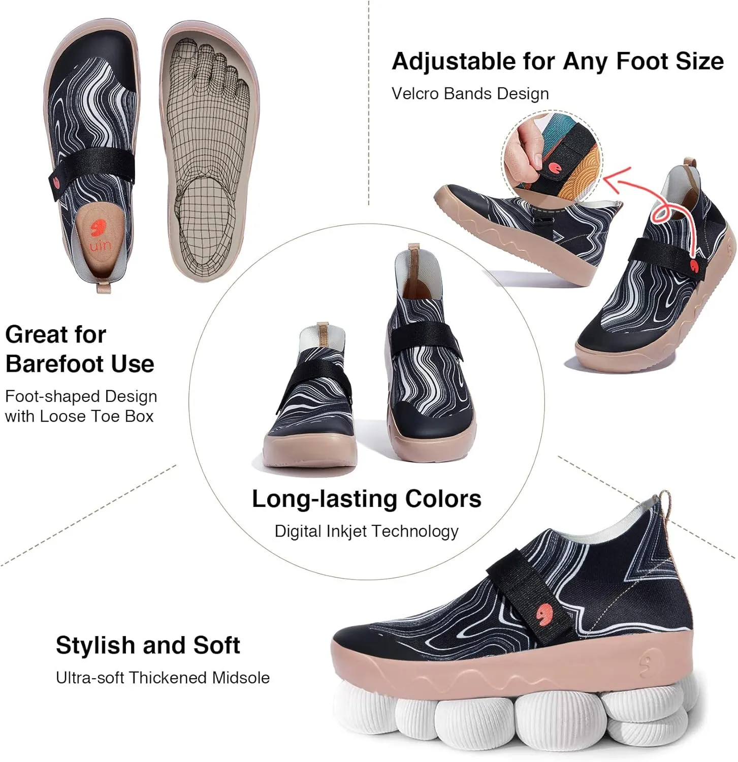 UIN Women's Art Painted Travel Shoes Slip On Casual Loafers Lightweight Comfort Fashion Sneaker Fuerteventura