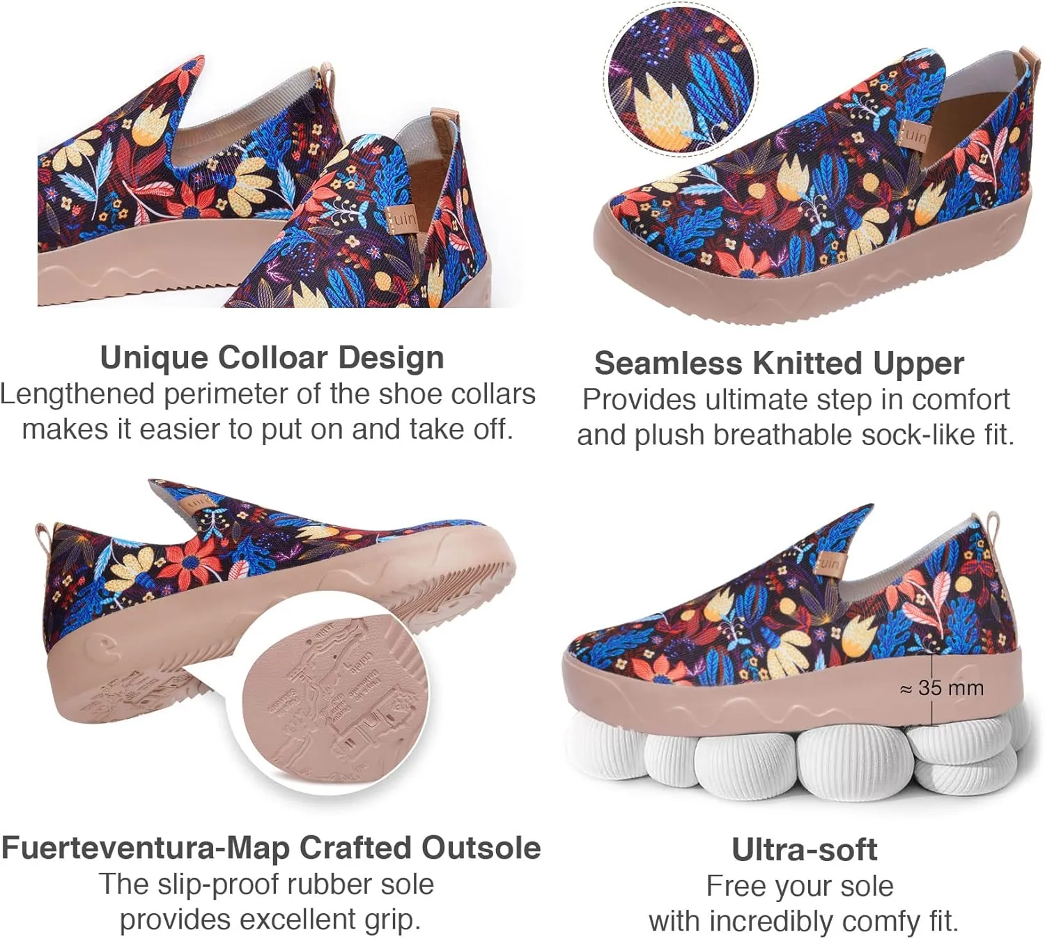 UIN Women's Art Painted Travel Shoes Slip On Casual Loafers Lightweight Comfort Fashion Sneaker Fuerteventura