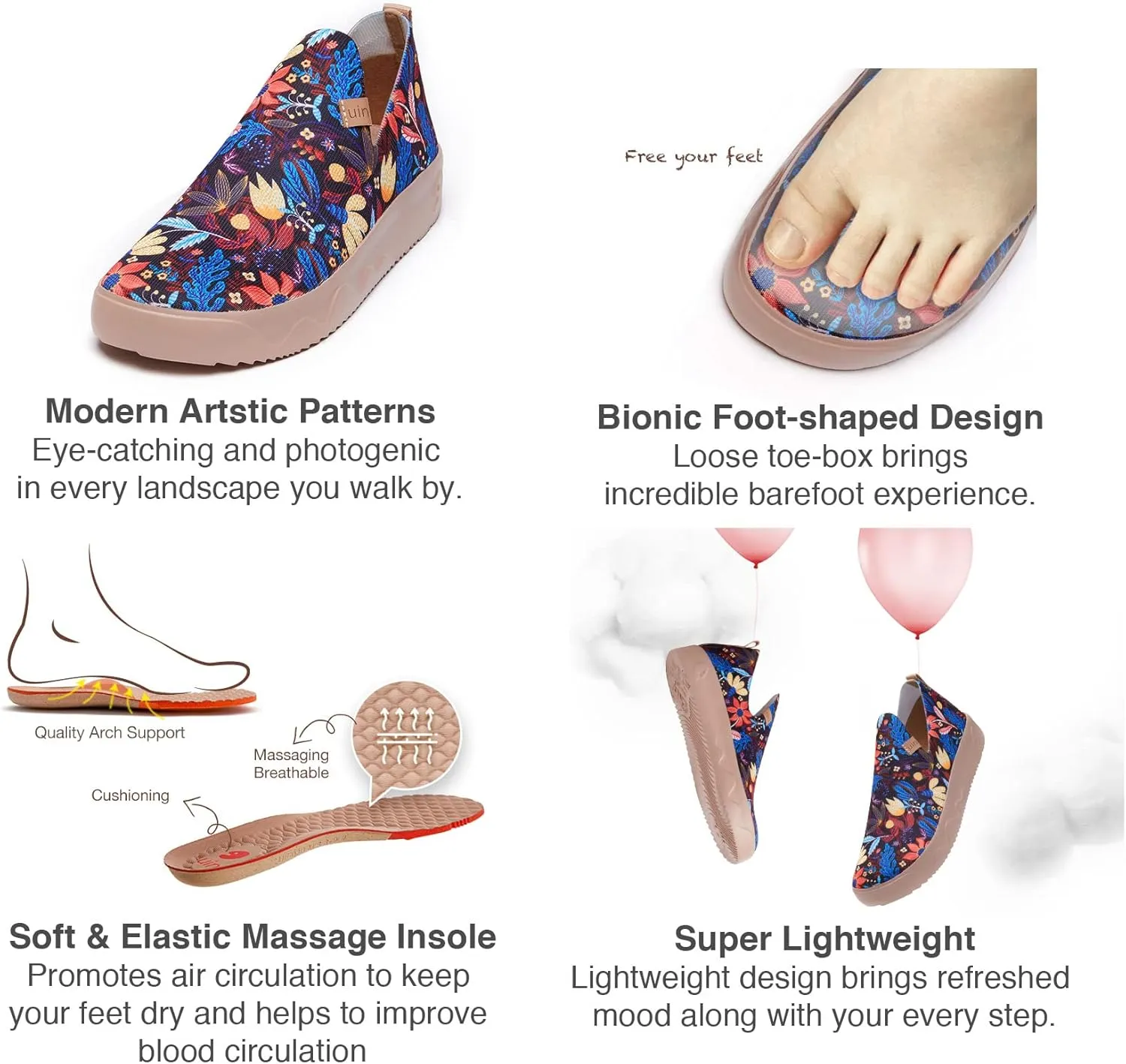 UIN Women's Art Painted Travel Shoes Slip On Casual Loafers Lightweight Comfort Fashion Sneaker Fuerteventura