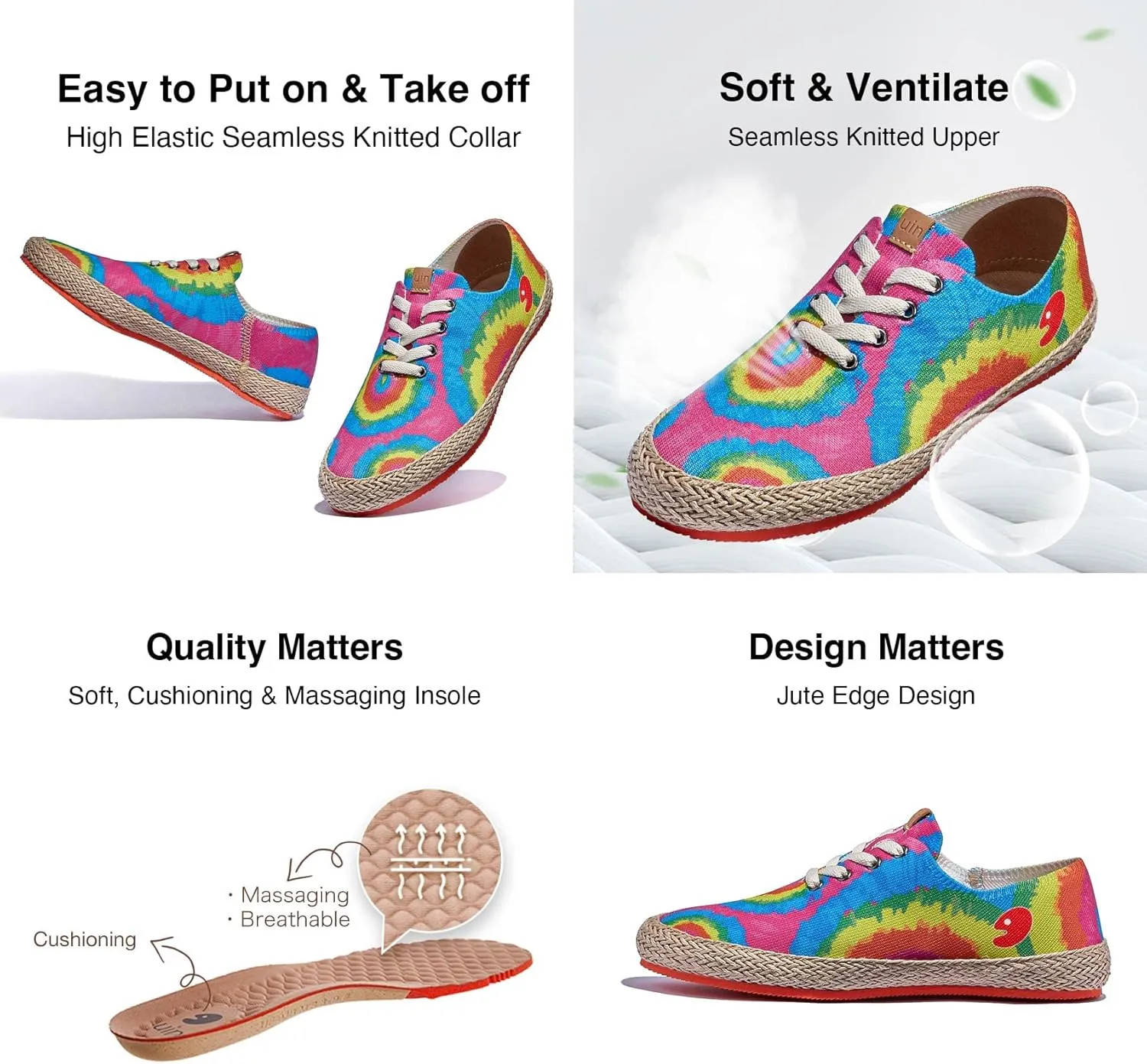 UIN Women's Art Painted Walking Casual Travel Shoes Lightweight Comfort Fashion Sneaker Formentera Series