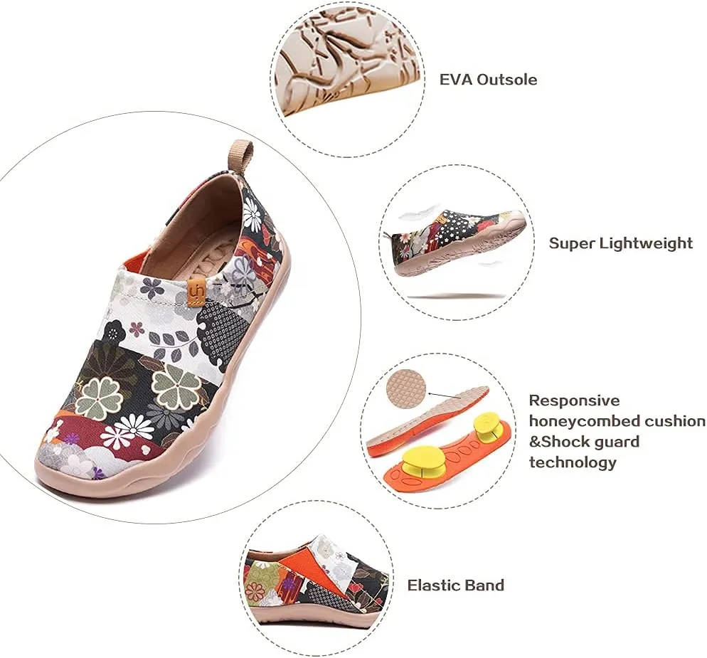 UIN Women's Art Travel Slip-On Shoes Casual Lightweight Breathable Flats Comfortable Loafers