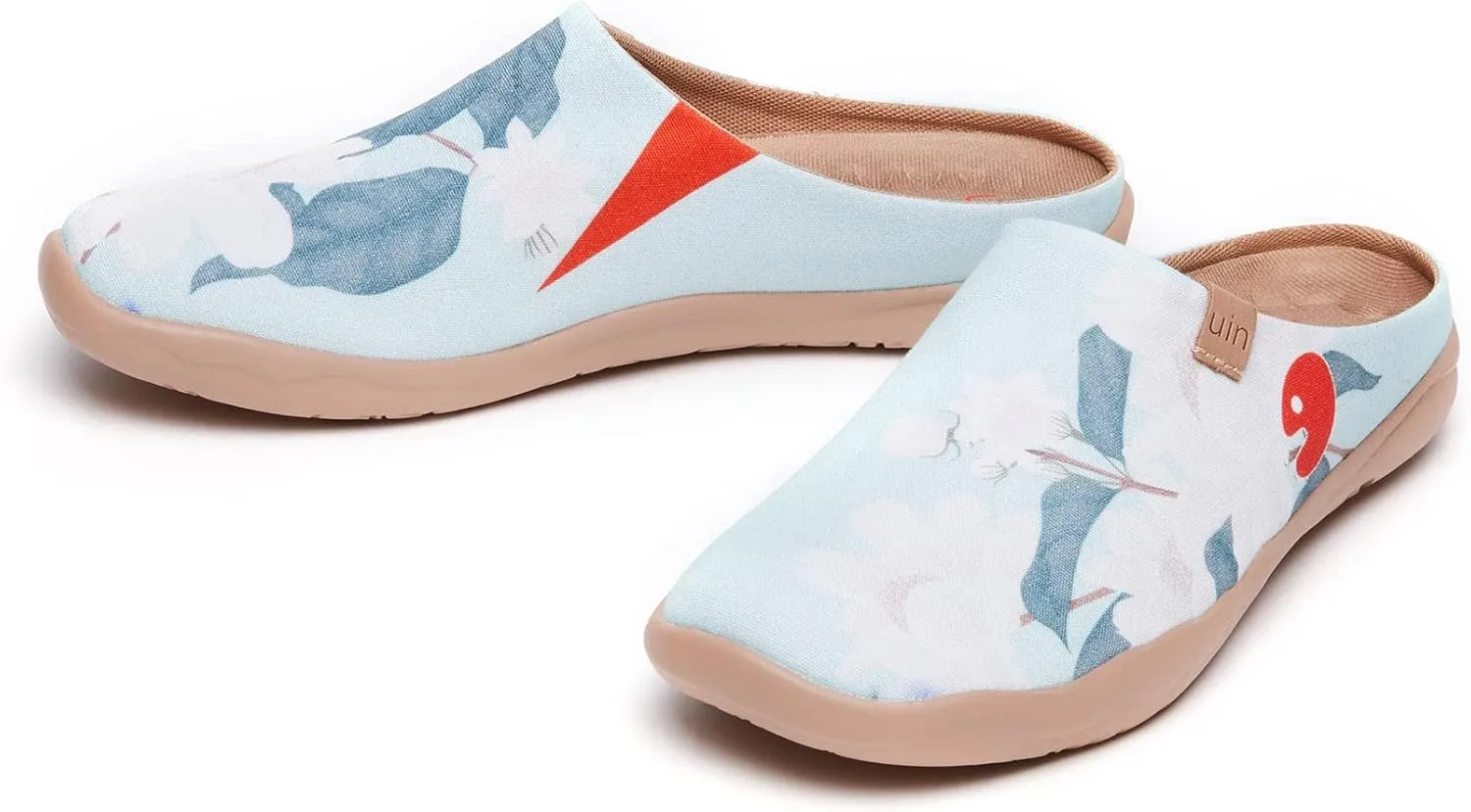 UIN Women's Slip On Mules Comfortable Flat Lightweight Wide Toe Clog Casual Art Painted Travel Shoes Malaga Series
