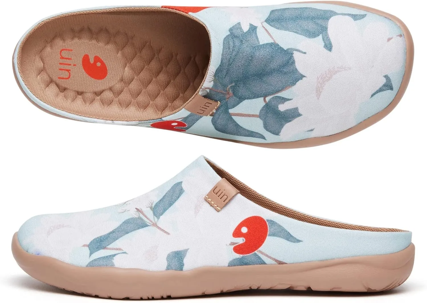 UIN Women's Slip On Mules Comfortable Flat Lightweight Wide Toe Clog Casual Art Painted Travel Shoes Malaga Series