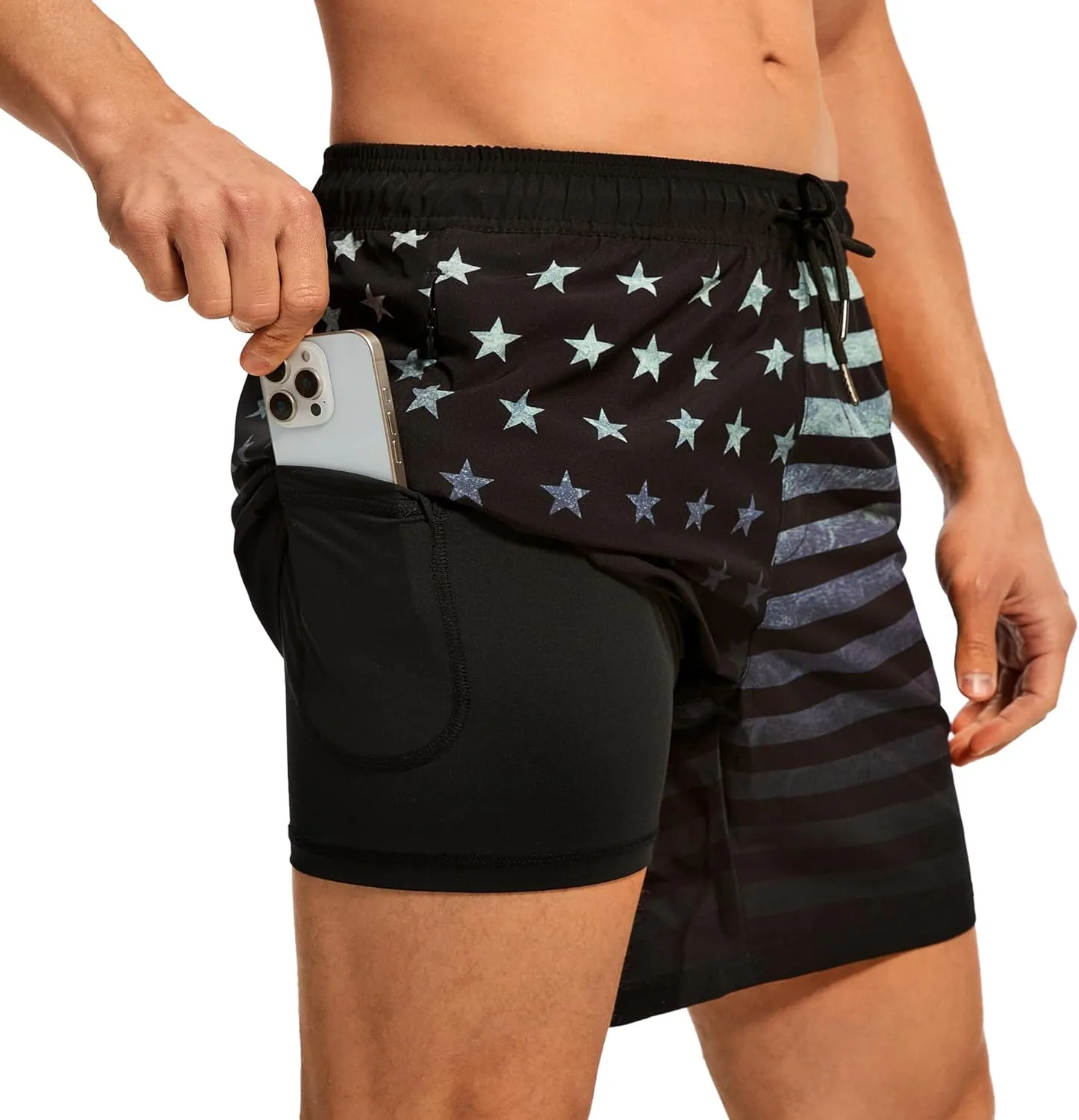 Ultrafun Mens Swim Trunks with Compression Liner 7 Inch Inseam Quick Dry 2 in 1 Swimming Board Shorts Swimsuit for Men