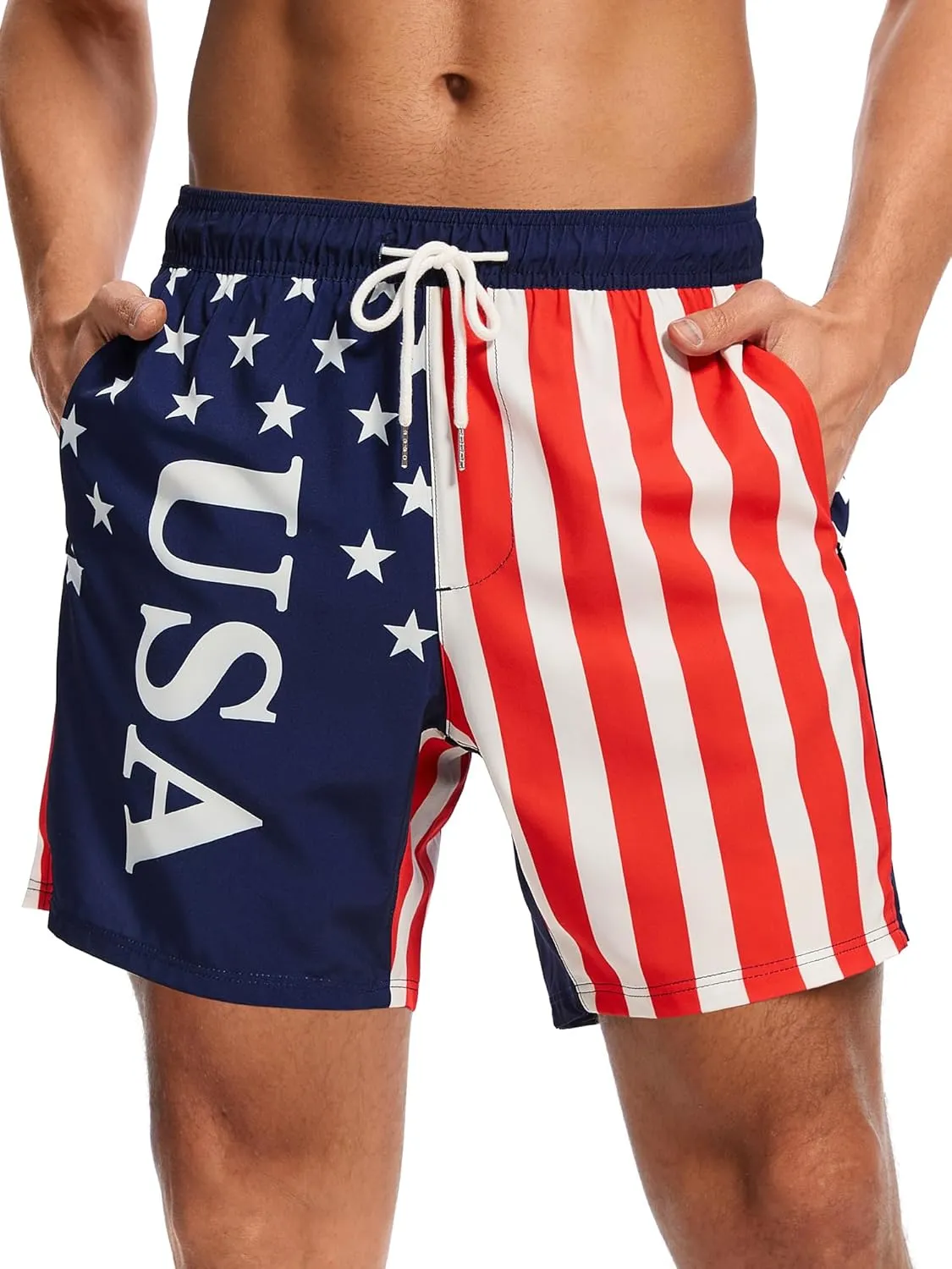 Ultrafun Mens Swim Trunks with Compression Liner 7 Inch Inseam Quick Dry 2 in 1 Swimming Board Shorts Swimsuit for Men