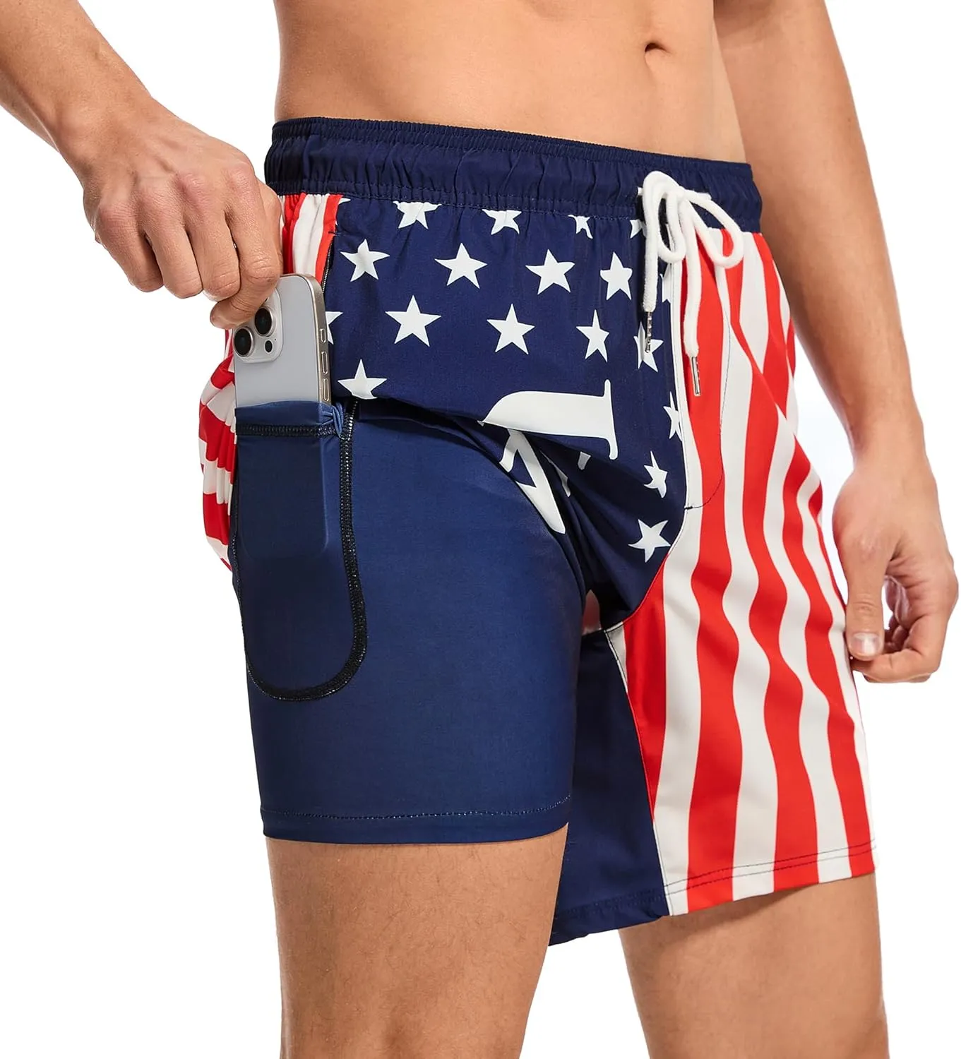 Ultrafun Mens Swim Trunks with Compression Liner 7 Inch Inseam Quick Dry 2 in 1 Swimming Board Shorts Swimsuit for Men