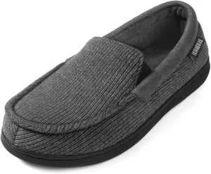 ULTRAIDEAS Men's Carver Slippers Moc Loafer House Shoes Memory Foam