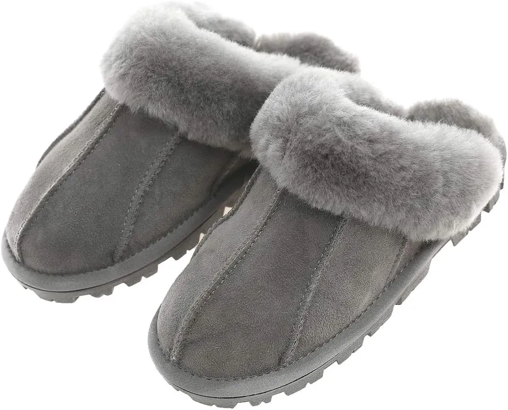 Unisex Sheepskin Wool Fur Leather Women's Slippers hanada Slide