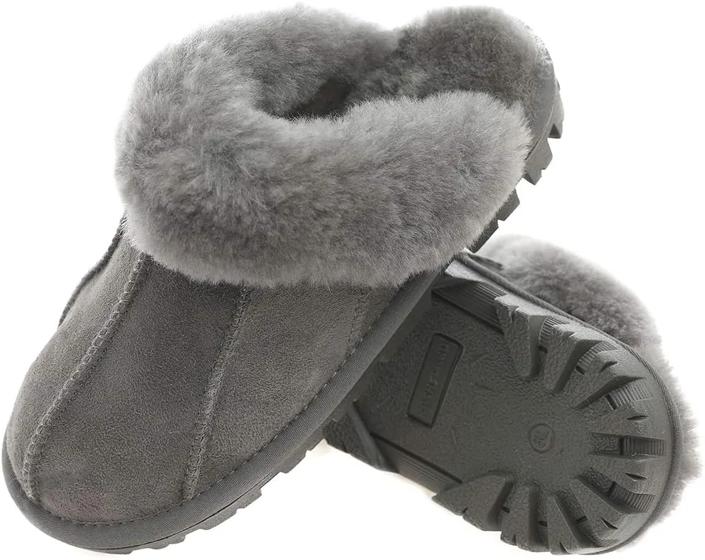 Unisex Sheepskin Wool Fur Leather Women's Slippers hanada Slide