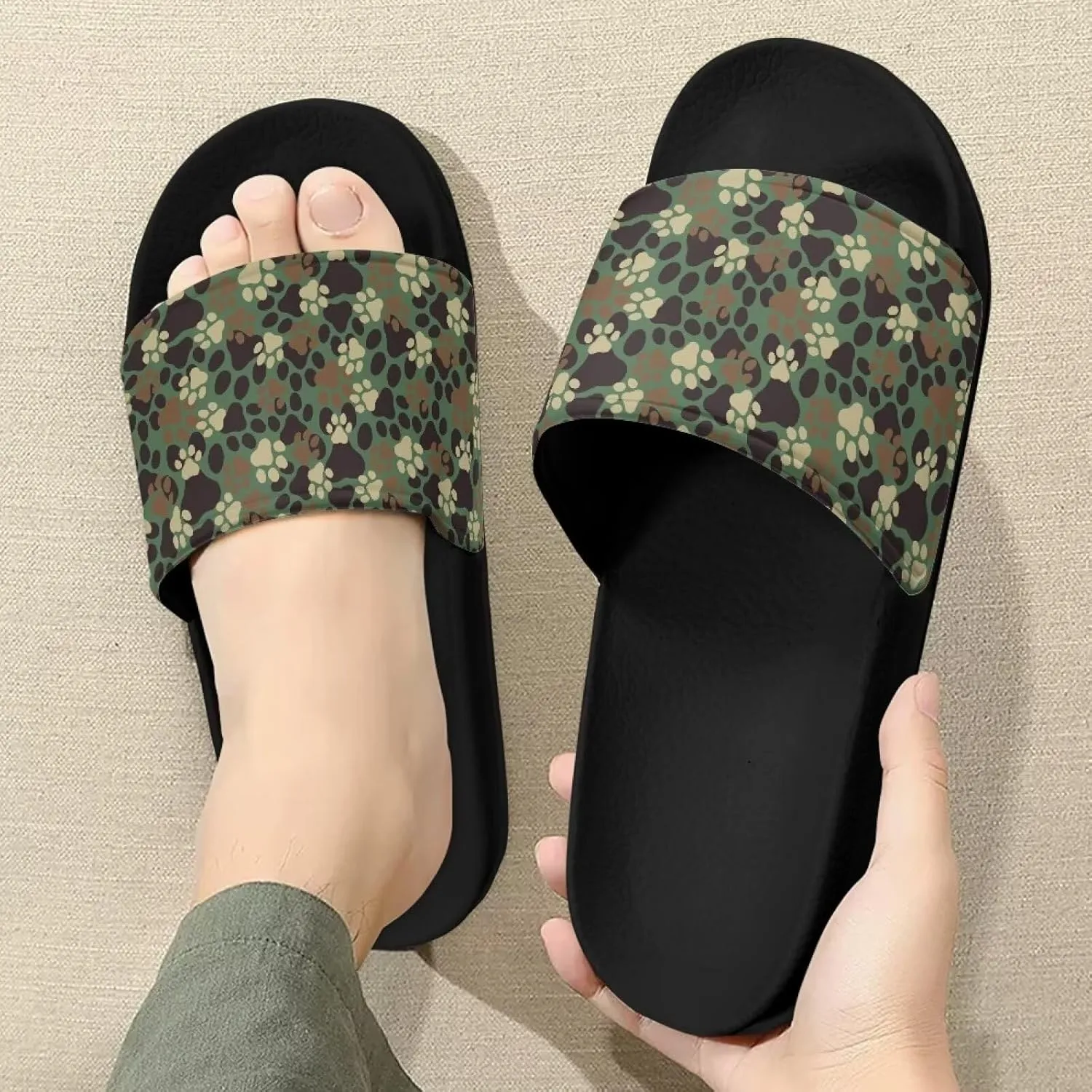 Unisex Slide Sandals with Soft Footbed Comfort Slides for Women and Men, Slide Sandals Leather Size 6-13.5