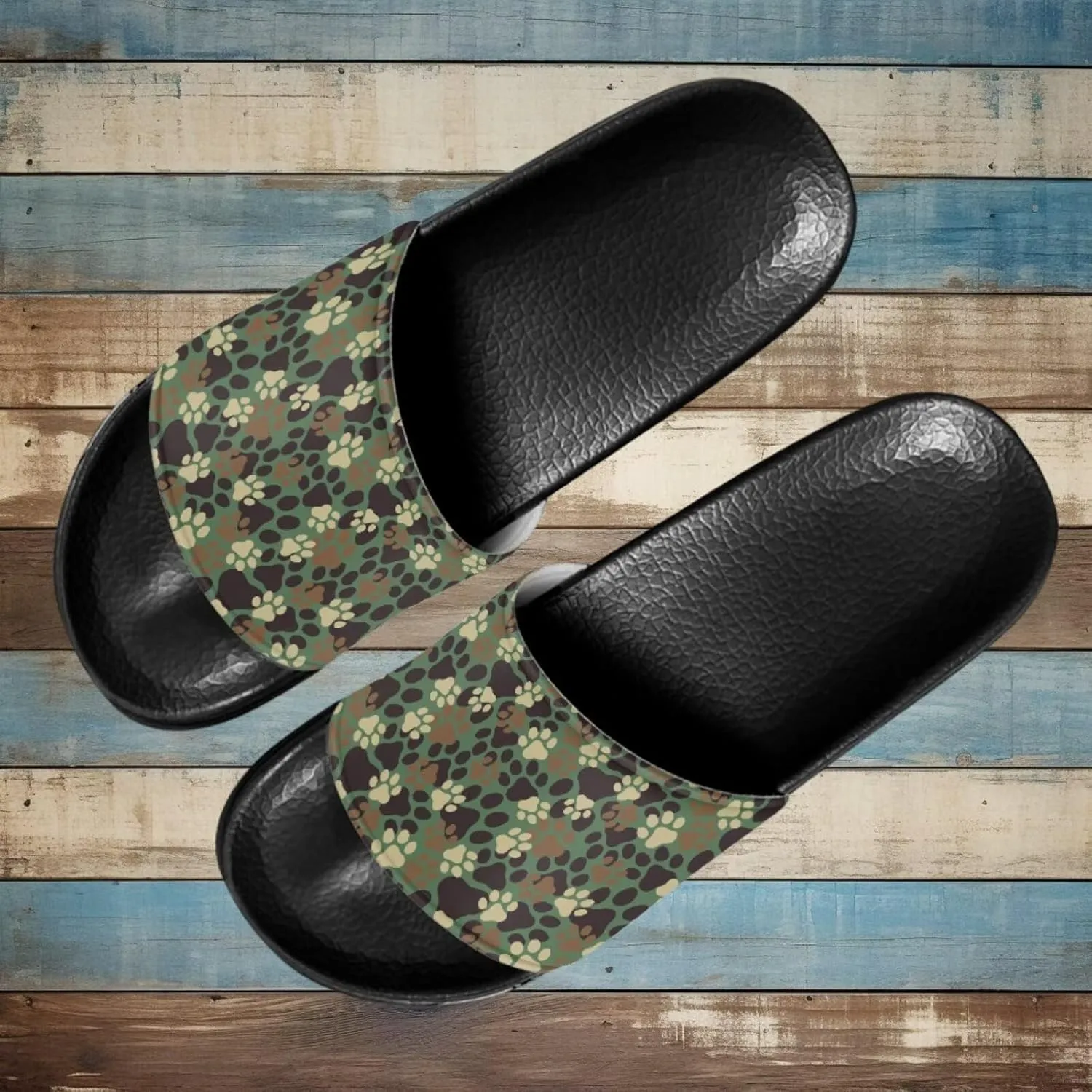 Unisex Slide Sandals with Soft Footbed Comfort Slides for Women and Men, Slide Sandals Leather Size 6-13.5
