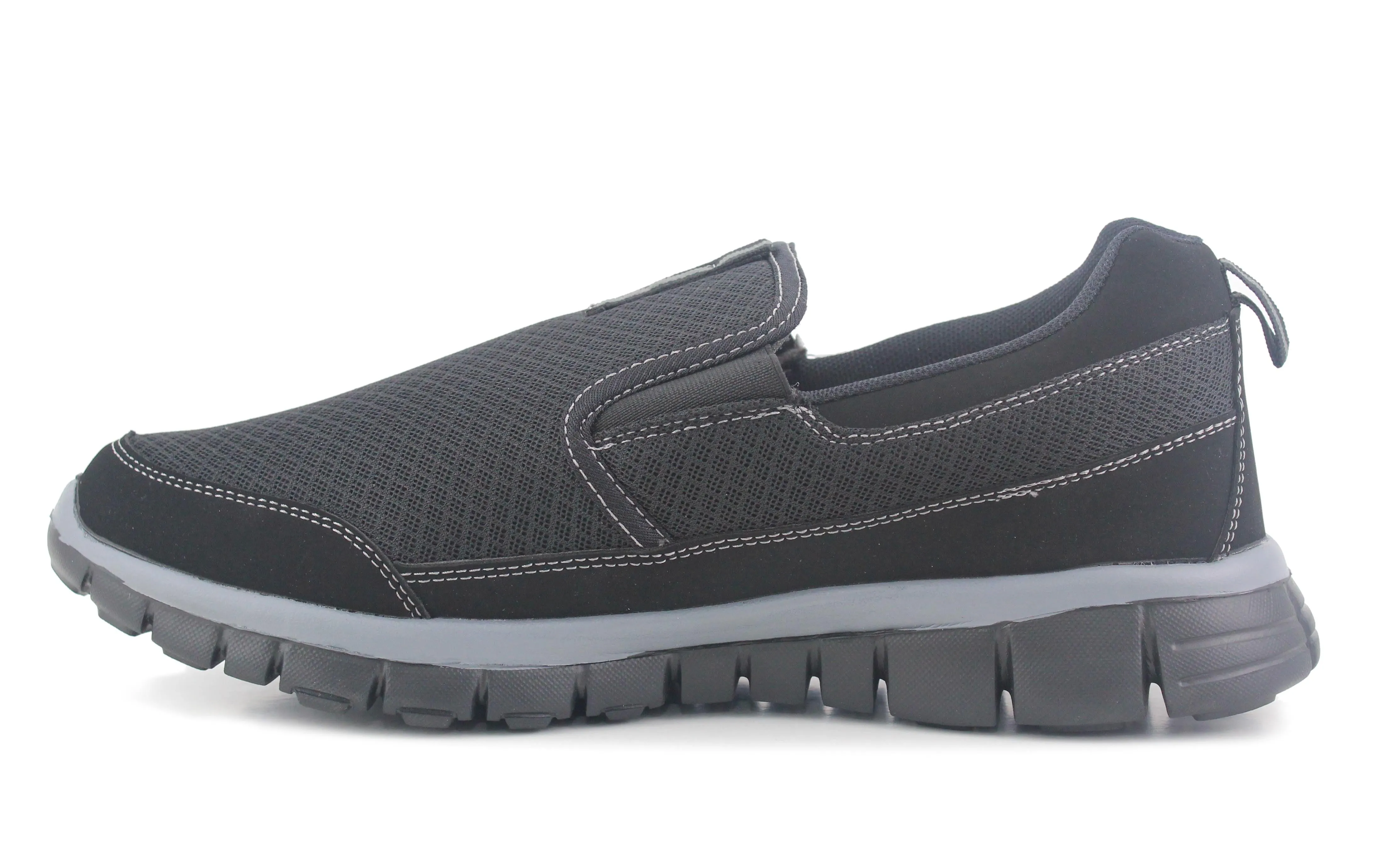 Unisex Super Lightweight Memory Foam Slip On Elasticated Breathable Black Mesh Casual Sneaker Pumps Trainers