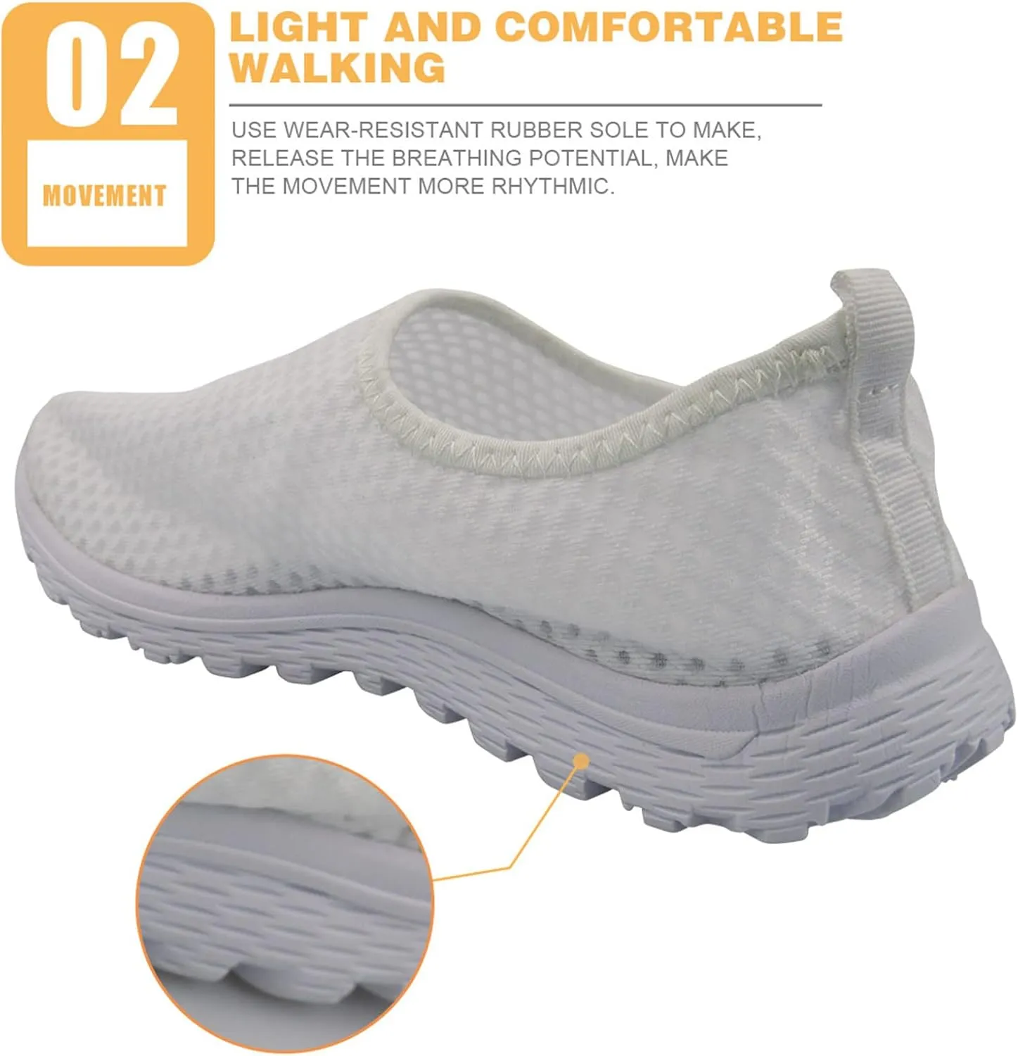Upetstory Women Trainers Gym Running Shoes Lightweight Slip-On Walking Sneakers US6-10