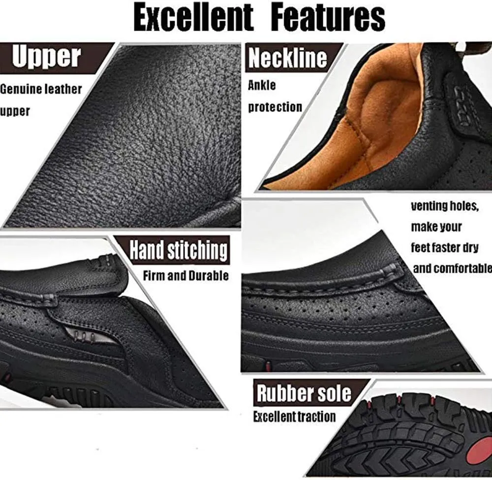 UPIShi Mens Slip-On Loafers Leather Breathable Casual Lightweight Shoes